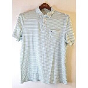 Vineyard Vines Shirt Men's Medium Green Edgartown Tech Polo Striped‎ Golf Preppy